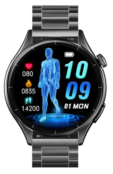 ET458 GPS outdoor AMOLED sports watch, front view