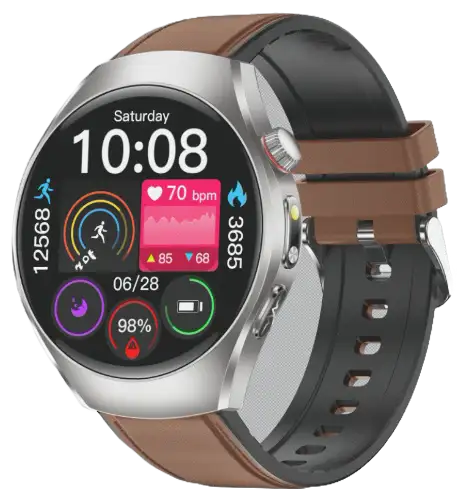 ET460 AMOLED ECG calling wellness watch, front view