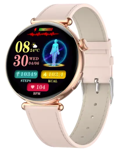 ET491 compact women's wellness ECG watch, front view
